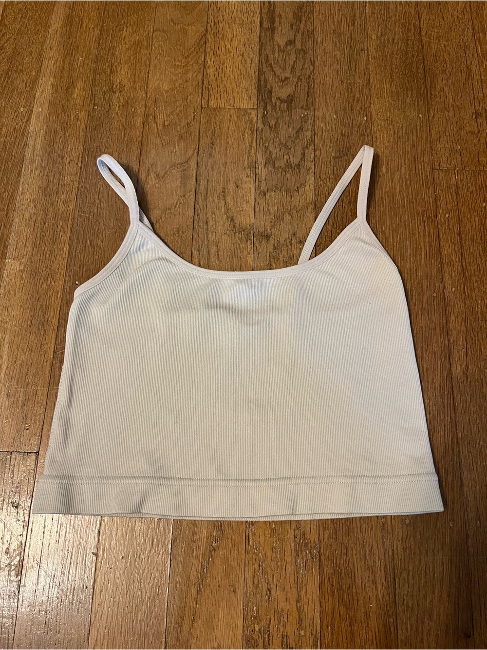 Garage White Ribbed Crop Tank Top